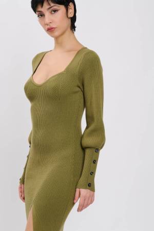 Abito a costine con spacco