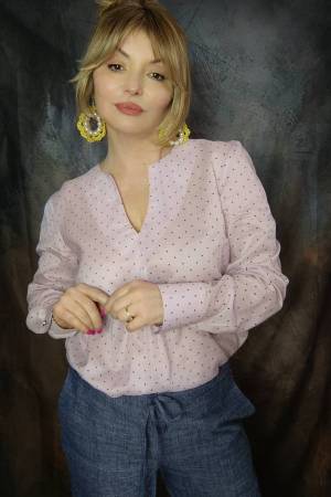 blusa rosa micro pois rossi