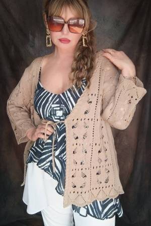 cardigan cotone effetto uncinetto